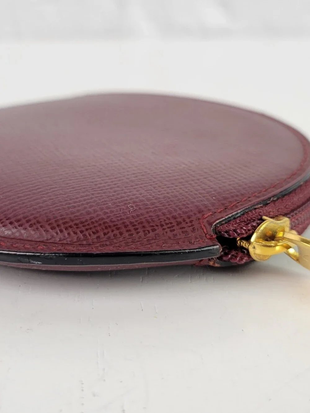 CARTIER Round Zip-Around Leather Coin Purse / Wallet
